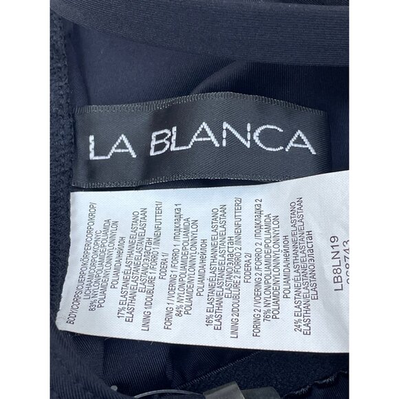 La Blanca Women’s Black Floral Embroidered Halter Swimsuit One-Piece Sz 12 - New - Picture 7 of 10